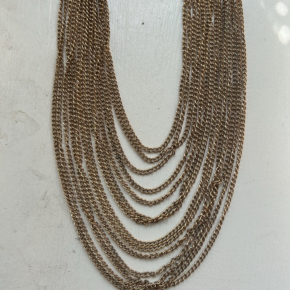 Elegant Gold tone 14-Strand chain Necklace - Picture 5 of 6
